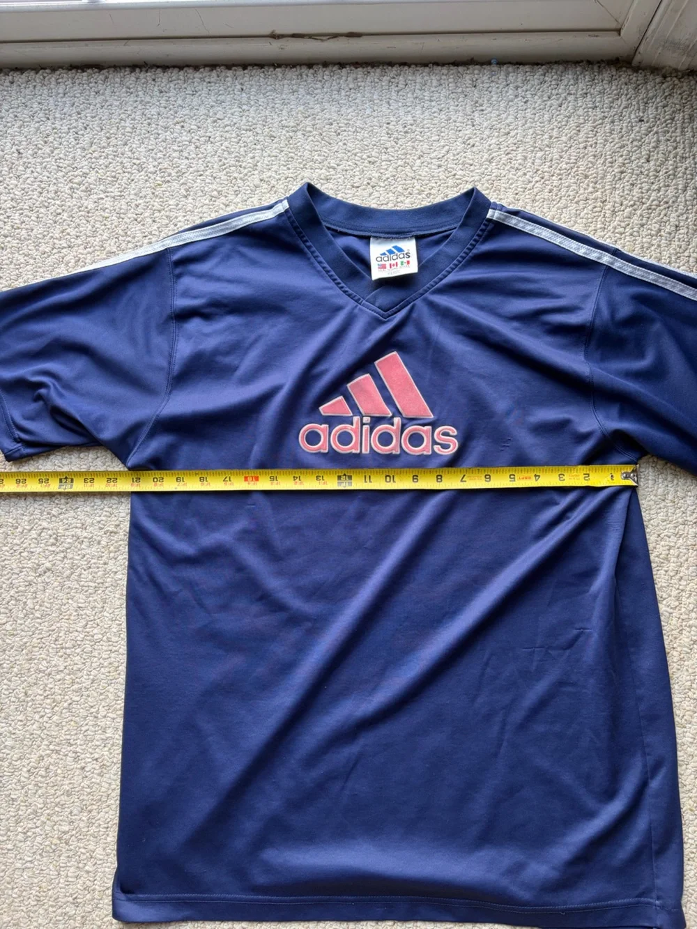 Vintage Adidas men’s Navy Blue Red Logo Tee. Size XL.